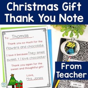 Christmas Thank You Notes | Christmas Thank You Card from Teacher to Student