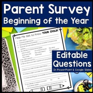 EDITABLE Parent Survey | Beginning of Year Parent Survey, Get to Know Your Child