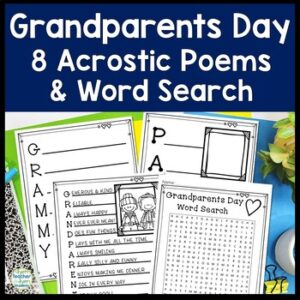 Grandparents Day Writing Activity, 8 Name Options & Grandparents Day Word Search
