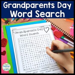 Grandparents Day Word Search Activity | Grandparent Day Word Search w Answer Key
