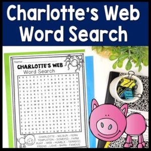 Charlotte's Web Word Search | Charlottes Web Activity for Novel Study