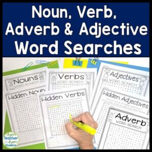 Noun, Verb, Adverb and Adjective Word Search: 8 Parts of Speech Word Searches
