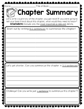 Book Summary & Chapter Summary Worksheet Templates for Fiction ...