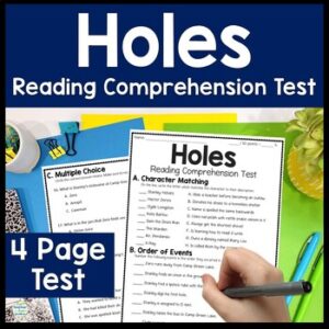 Holes Test | 4-Page Holes Quiz with Answer Key | Holes Assessment for Whole Book