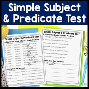 Subject and Predicate Test: Identifying Simple Subject and Simple Predicate Quiz