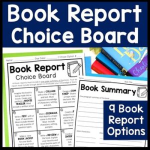 Book Report Choice Board Menu | Book Report Template for Any Book | 9 Ideas